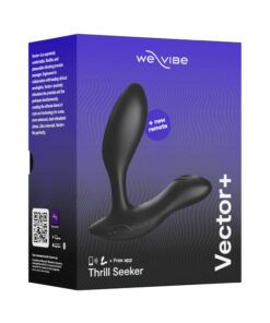 We-Vibe Vector+ dual stimulation prostate massager in charcoal black with adjustable curve and remote