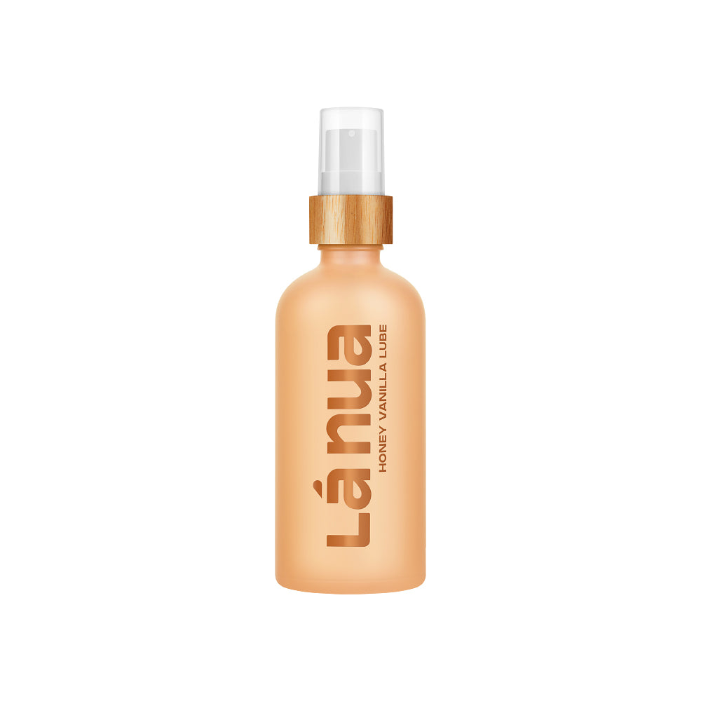 La Nua Honey Vanilla Water-Based Lubricant 3.4 oz bottle on white background.