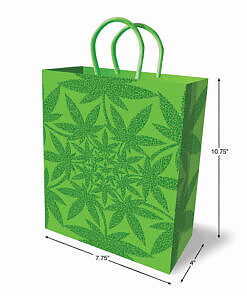 Glitter Ganja Gift Bag with glitter stamped design and woven handles