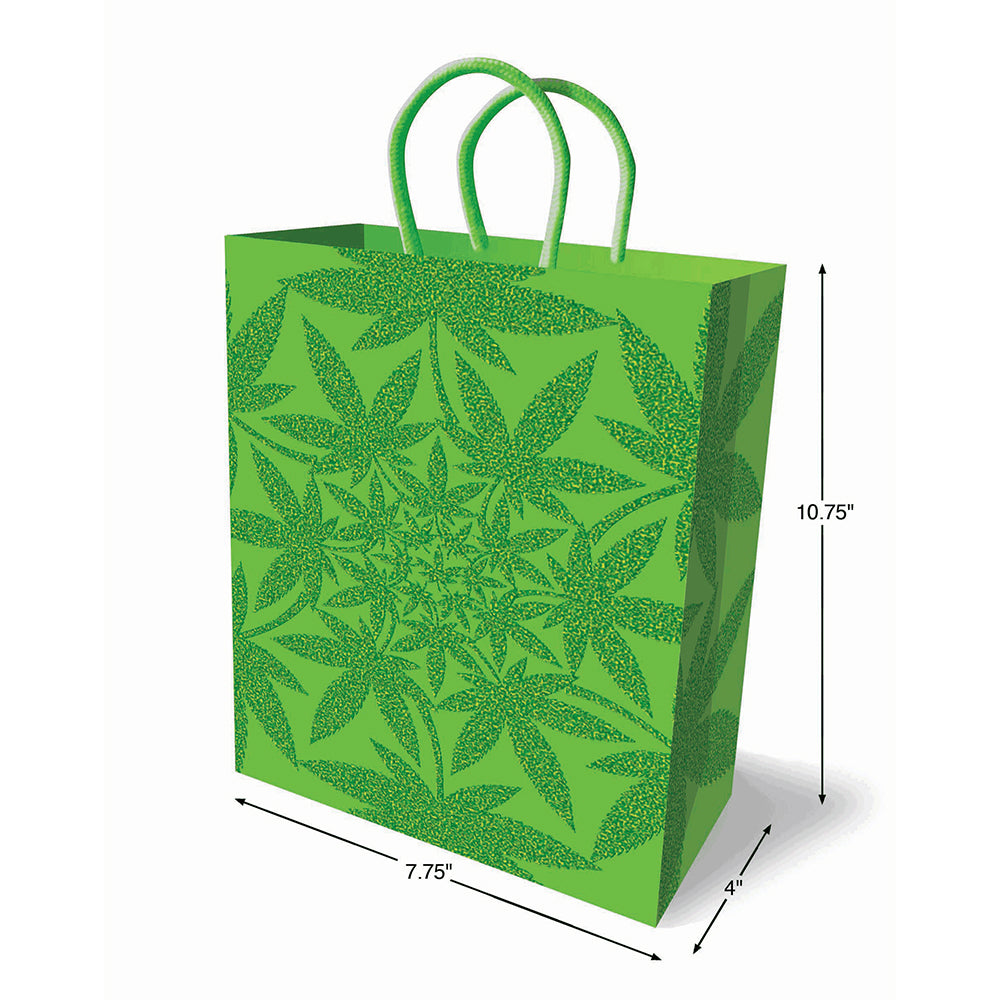 Glitter Ganja Gift Bag with glitter stamped design and woven handles