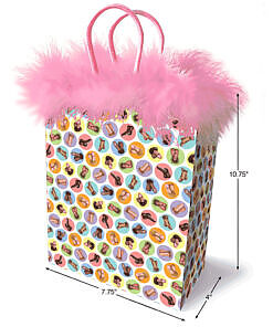 Dirty Penis Gift Bag with fluffy white marabou fringe trim