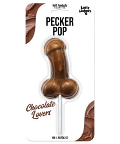 Pecker Pop Chocolate Lovers penis-shaped hard candy on a stick