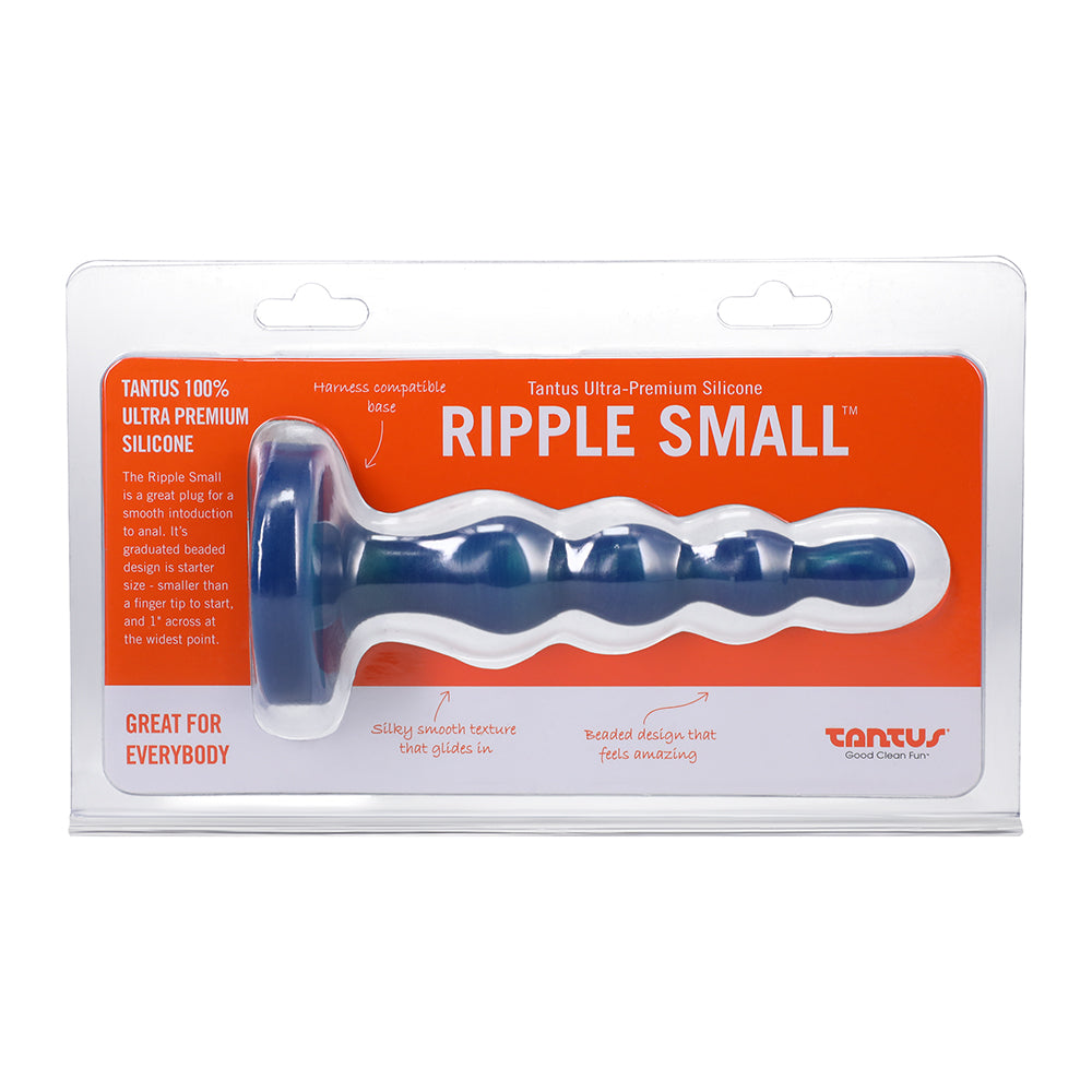 Tantus Ripple Small anal beads in malachite green firm silicone