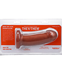 Tantus They/Them 5.5 in. Dildo Soft Copper in a studio shot