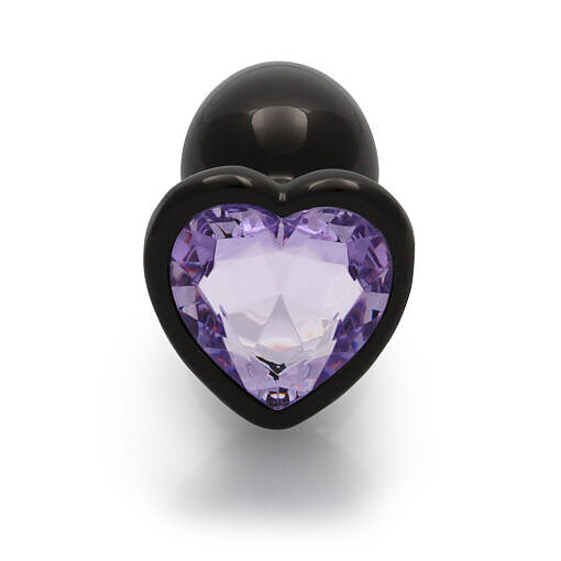 Ouch! Heart Gem Butt Plug Small Gunmetal/Amethyst - Image 5