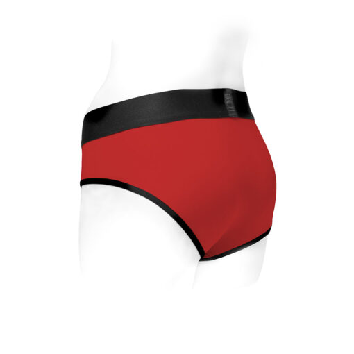 lying flat with visible O-ring and elastic waistband.