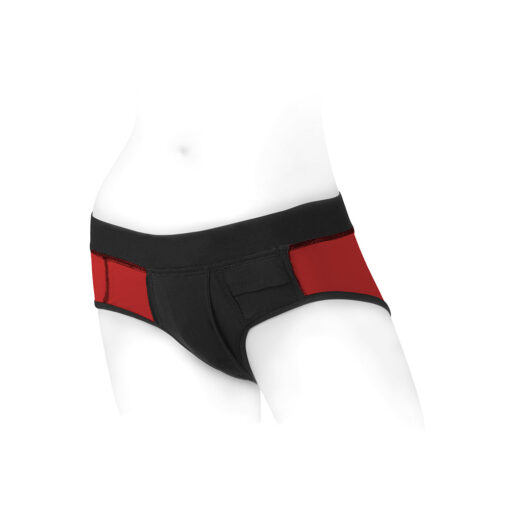SpareParts Tomboi Nylon Briefs Harness Red/Black Size M - Image 4