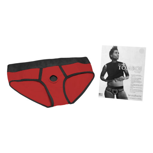 SpareParts Tomboi Nylon Briefs Harness Red/Black Size M - Image 7