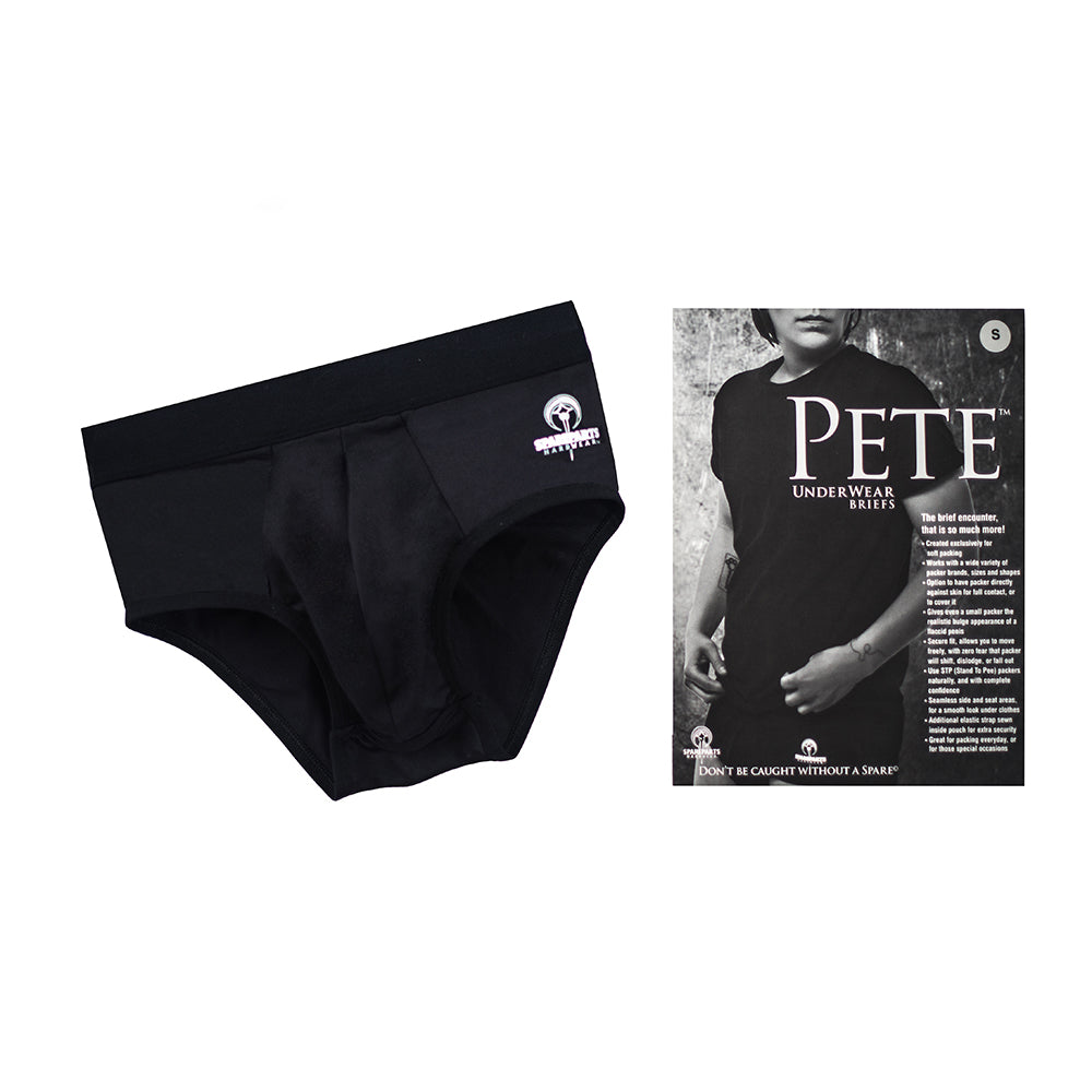 SpareParts Pete Briefs nylon packing underwear in black size XL