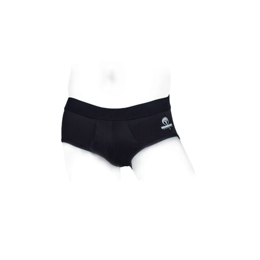 front view showing contoured pouch on a light background.