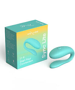 We-Vibe Sync Lite Aqua couples vibrator with USB charging cable