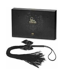 Bijoux Indiscrets Lilly Fringe Whip with dozens of soft synthetic tassels cascading elegantly against a dark