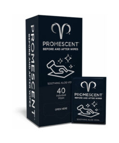 Promescent Before & After Wipes 40-pack showing individually wrapped white wipes pack on a clean background.