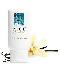 Aloe Cadabra Tahitian Vanilla Aloe Lubricant 2.5 oz bottle with vanilla orchid petals
