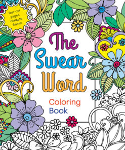 Swear Word Coloring Book open to a page with floral patterns and the word 'fuck' intricately illustrated in black and white.