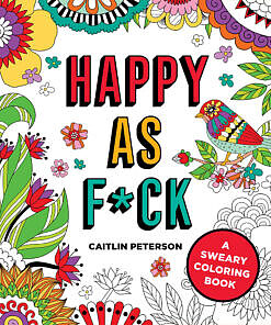 Happy as F*ck Coloring Book opened to a playful swearing mandala