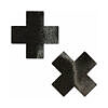 Pastease Everyday reusable cross pasties in black shown on model