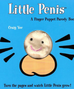 Front cover of the Little Penis Finger Puppet Parody board book with a cartoon character and finger puppet cutout.
