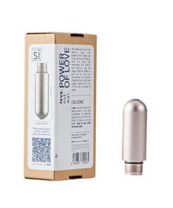 Love Not War Battery Power of Love base in matte recycled aluminium with central button