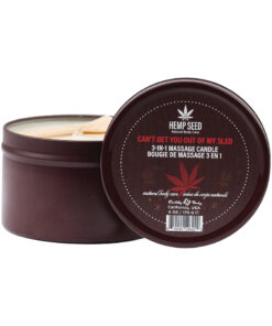 Earthly Body Hemp Seed 3-in-1 Holiday Candle with musk and pomegranate scent