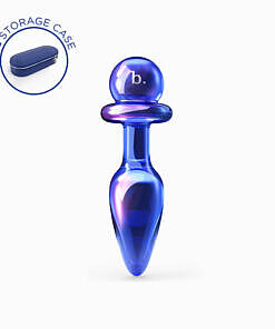 Biird Anii Glass Anal Plug: clear borosilicate glass anal plug with teardrop shape and flared base