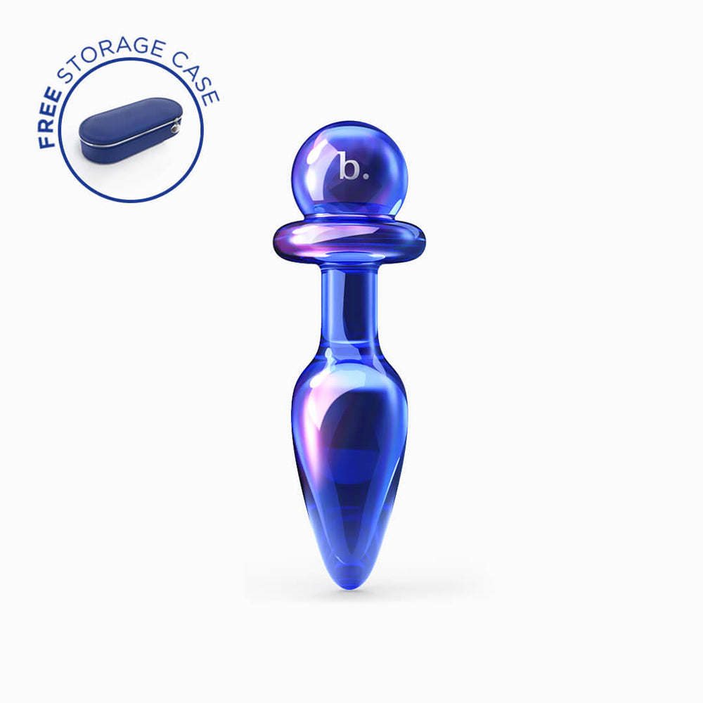 Biird Anii Glass Anal Plug: clear borosilicate glass anal plug with teardrop shape and flared base