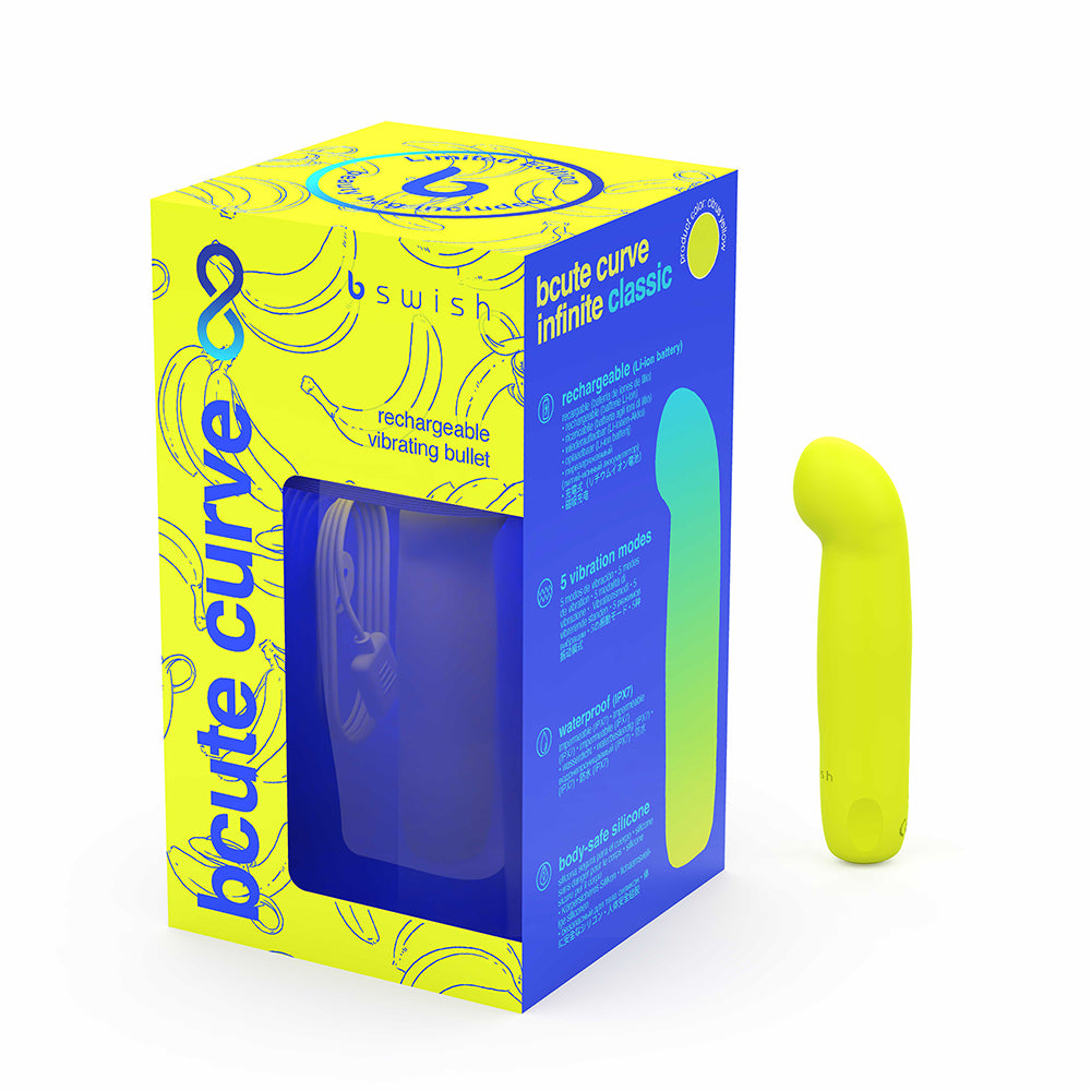 G-spot bullet vibrator B Swish Bcute Classic Curve Infinite LE in glossy citrus yellow