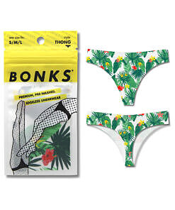 Bonks Tropic Like It's Hot Seamless Thong in tropical print with laser-cut edges