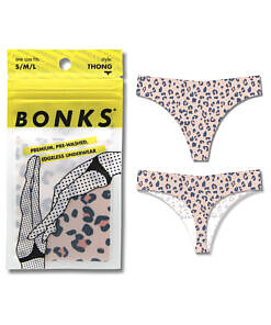 Bonks Cat's Out Of The Bag seamless thong in dusty pink animal print