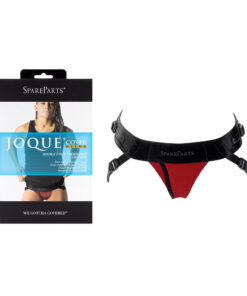 SpareParts Joque Cover Harness red nylon double-strap detail with low-profile O-ring and translucent logo