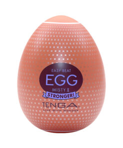 Tenga EGG Misty II white egg-shaped disposable male stroker with subtle ridges on a clean surface.