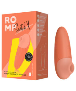 ROMP Switch X clitoral stimulator with silicone nozzle and white handle
