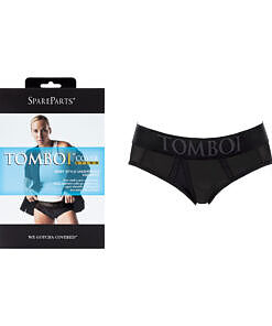 Front view of black SpareParts Tomboi Cover Brief Style Underwear Harness