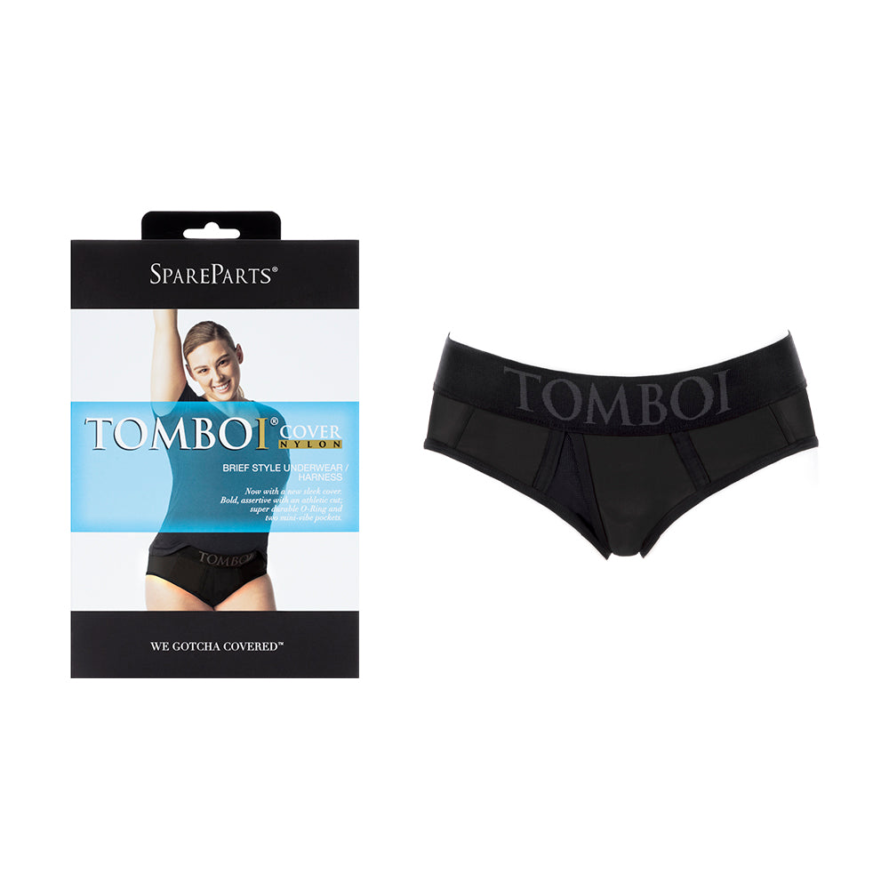 SpareParts Tomboi Cover Brief Style Underwear Harness in black nylon