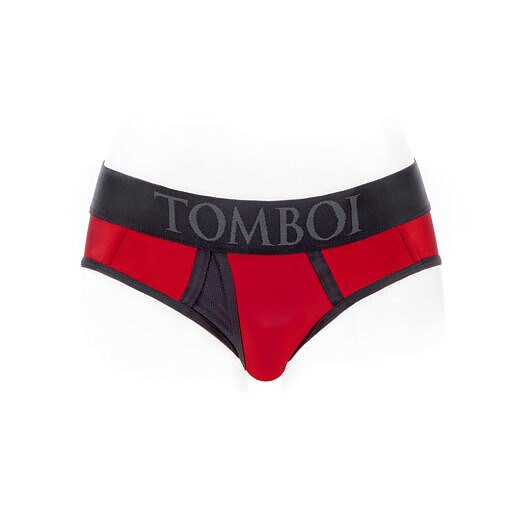 SpareParts Tomboi Cover Brief Style Underwear Harness Nylon Red/Black XXS - Image 4