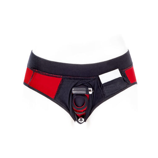 SpareParts Tomboi Cover Brief Style Underwear Harness Nylon Red/Black XS - Image 5