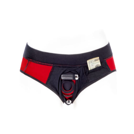 SpareParts Tomboi Cover Brief Style Underwear Harness Nylon Red/Black - Image 6