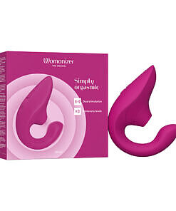 Womanizer Blend Vibrant Pink dual stimulation rabbit vibrator with Pleasure Air technology and ergonomic shape