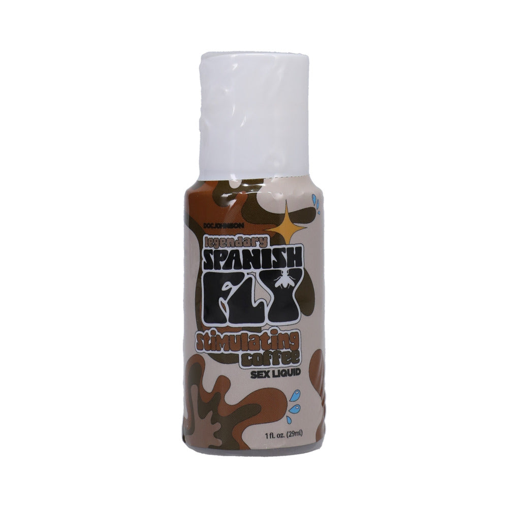 Spanish Fly Sex Liquid 1 oz Bulk bottle beside coffee beans