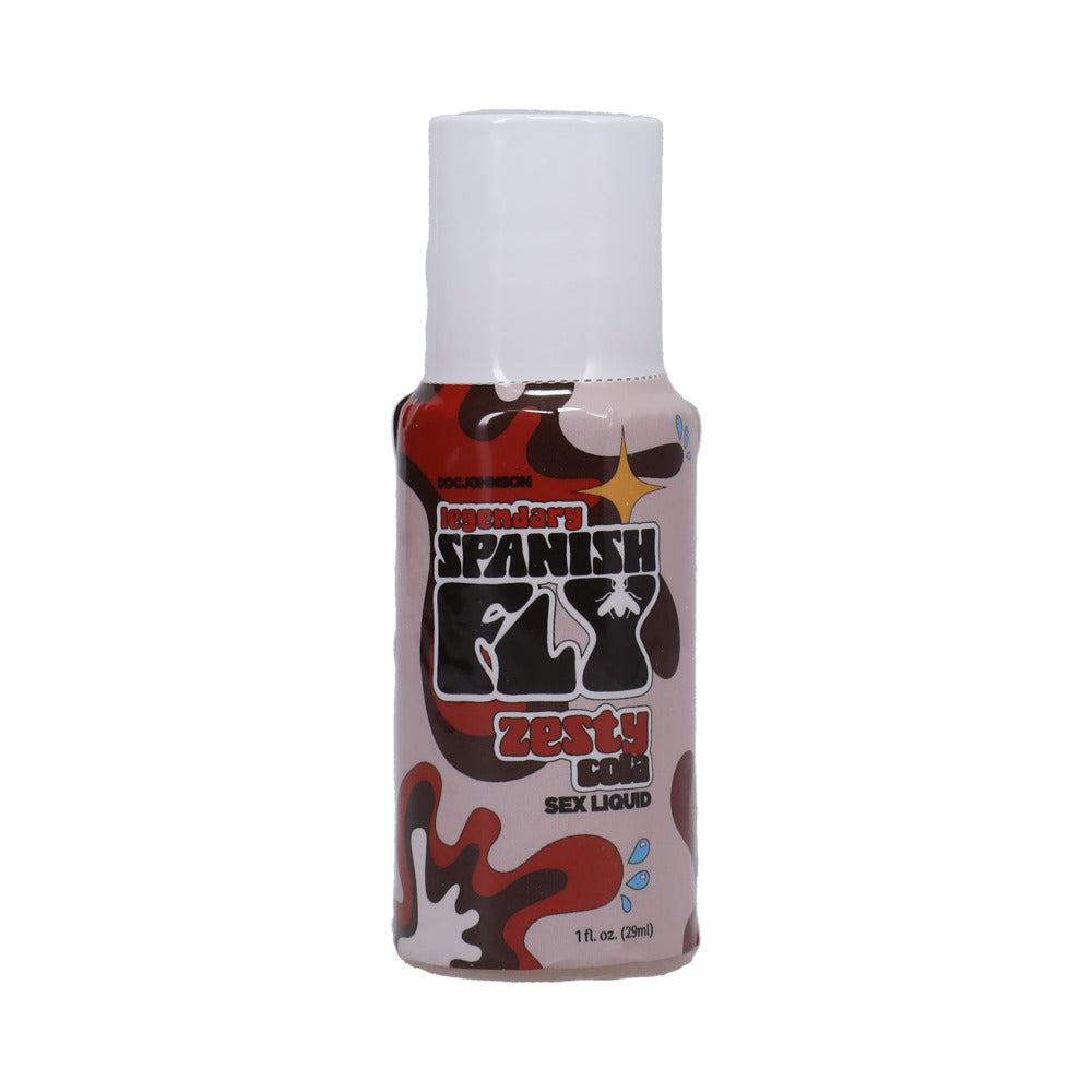Spanish Fly Sex Liquid Zesty Cola 1 oz. Bulk bottle with amber liquid and colorful label
