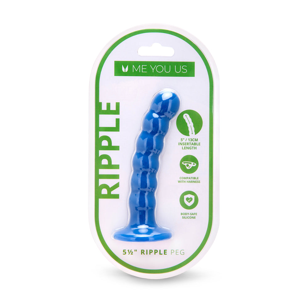 Me You Us 5.5 in. Ripple G-Spot Peg with curved rippled silicone shaft on a clean white background