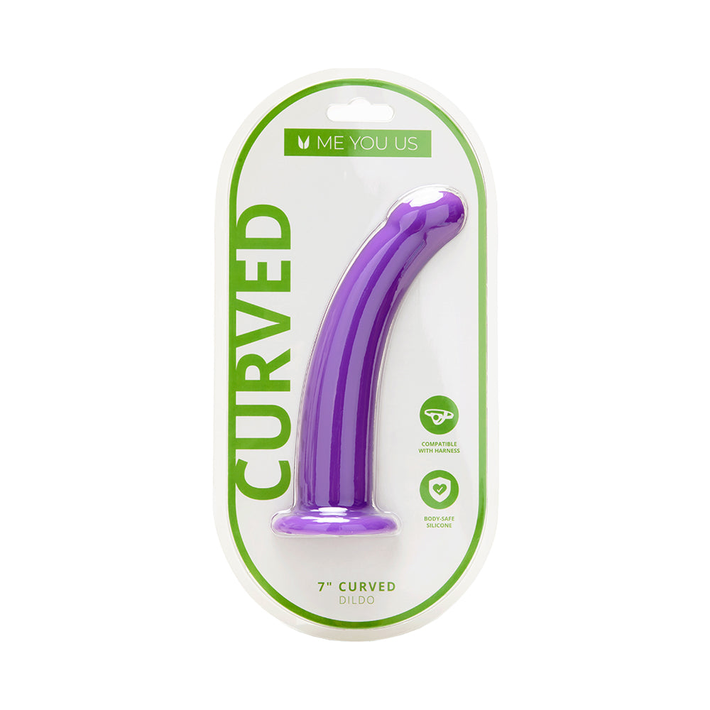 Me You Us 7 in. Curved Silicone Dildo Purple product image on white background