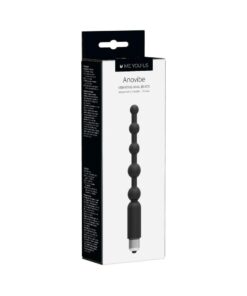 Me You Us Anovibe Vibrating Anal Beads with smooth graduated beads and retrieval loop displayed on a clean surface