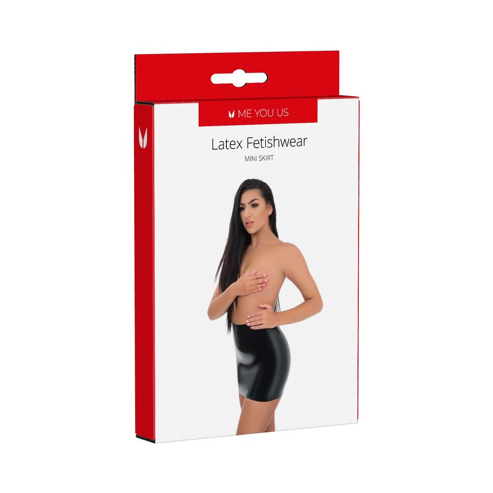 Glossy black Me You Us Latex Mini Skirt Large