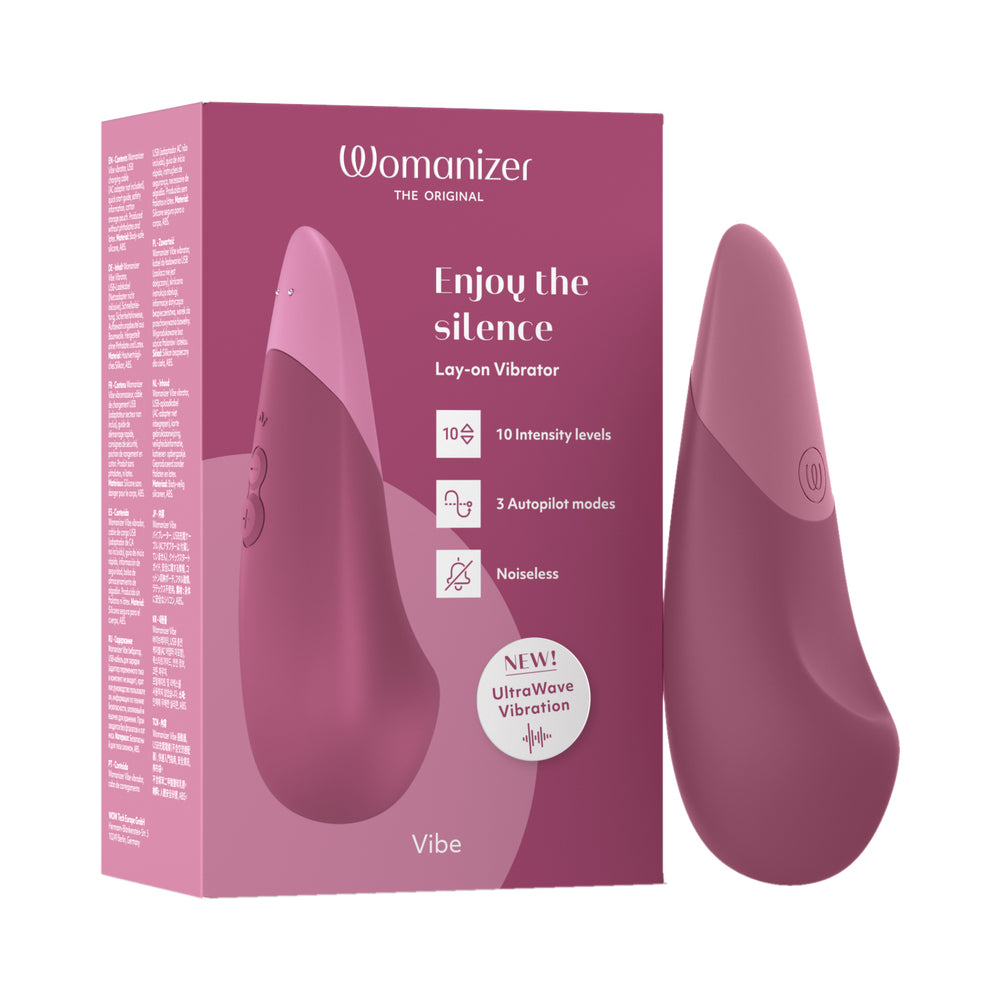Womanizer Vibe Dusky Pink vibrator with smooth silicone finish