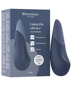 Womanizer Vibe Dark Blue vibrator with matte silicone finish
