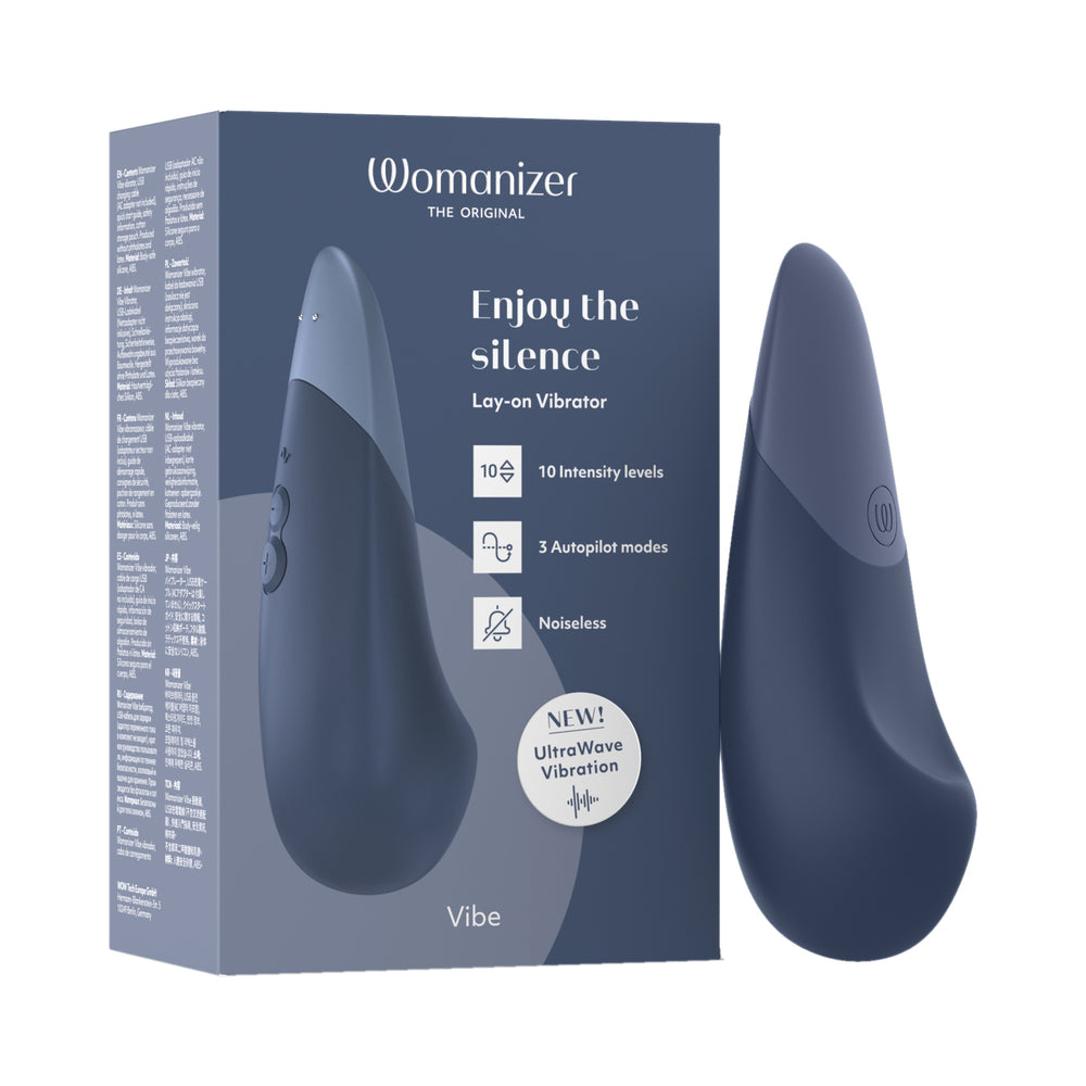 Womanizer Vibe Dark Blue vibrator with matte silicone finish