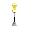 Super Fun Key Chain Ring For Oral pink silicone ring with tongue design resting on a wooden table beside car keys.