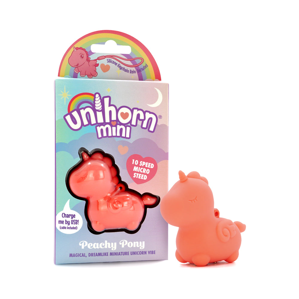 Unihorn Mini Peachy Pony vibrator with peachy pink silicone