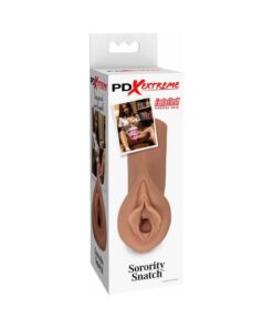 PDX Extreme Sorority Snatch Brown stroker with realistic molded entry shown on a neutral surface